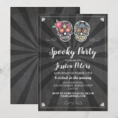 Verjaardagsfeestje Sugar Skull Halloween Invite Kaart (Voorkant / Achterkant)