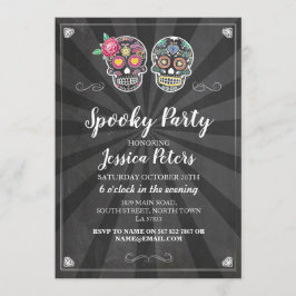 Verjaardagsfeestje Sugar Skull Halloween Invite Kaart