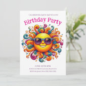 Verjaardagsfeestje - Sunny Smiles Kaart (Staand voorkant)