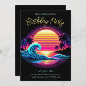 Verjaardagsfeestje - Sunset Surf Glow Kaart (Voorkant / Achterkant)