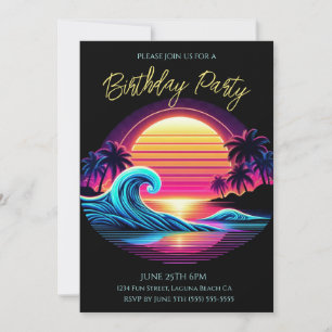 Verjaardagsfeestje- Sunset Surf Glow Kaart
