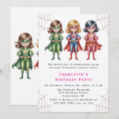 Verjaardagsfeestje Supergirl Heroes voor meisjes Kaart (Voorkant / Achterkant)