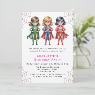 Verjaardagsfeestje Supergirl Heroes voor meisjes Kaart