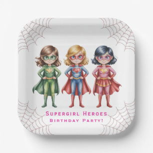 Verjaardagsfeestje Supergirl Heroes voor meisjes Papieren Bordje