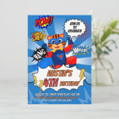 Verjaardagsfeestje Superheld Tijger Kaart (Staand voorkant)