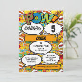 Verjaardagsfeestje Superhelden Stripboek Kaart (Staand voorkant)