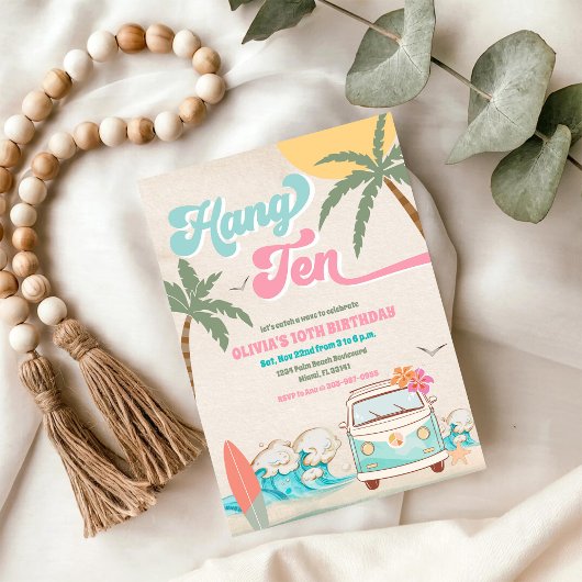 Verjaardagsfeestje Surf Strand Uitnodiging