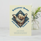 Verjaardagsfeestje- Surfster Hand Symbool- Kaart (Staand voorkant)