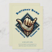 Verjaardagsfeestje- Surfster Hand Symbool- Kaart (Voorkant / Achterkant)