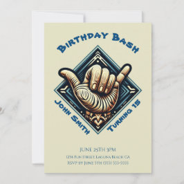 Verjaardagsfeestje- Surfster Hand Symbool- Kaart