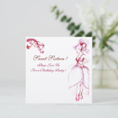 VERJAARDAGSFEESTJE SWEET 16 MONOGRAM Rode Roze Kru Kaart (Staand voorkant)