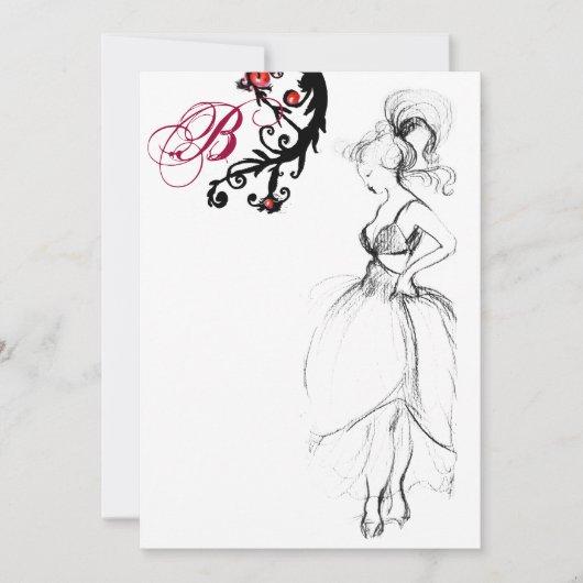 VERJAARDAGSFEESTJE SWEET 16 MONOGRAM Rood Zwarte K Kaart (Voorkant)