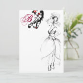 VERJAARDAGSFEESTJE SWEET 16 MONOGRAM Rood Zwarte K Kaart (Staand voorkant)