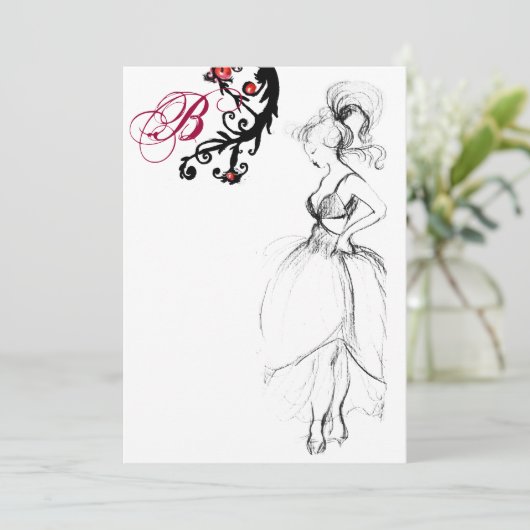 VERJAARDAGSFEESTJE SWEET 16 MONOGRAM Rood Zwarte K Kaart (Staand voorkant)