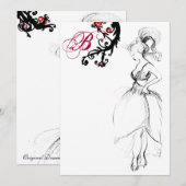 VERJAARDAGSFEESTJE SWEET 16 MONOGRAM Rood Zwarte K Kaart (Voorkant / Achterkant)