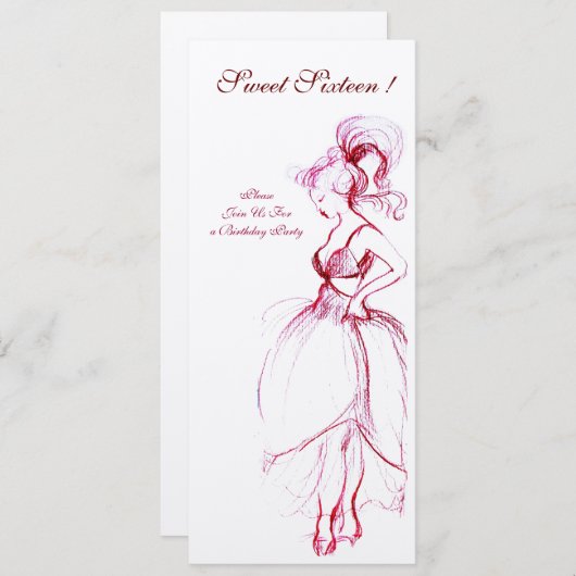 VERJAARDAGSFEESTJE SWEET 16 ROOD ROZE Programma (Voorkant / Achterkant)