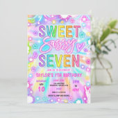 Verjaardagsfeestje Sweet Sassy And Seven Neon Glow Kaart (Staand voorkant)