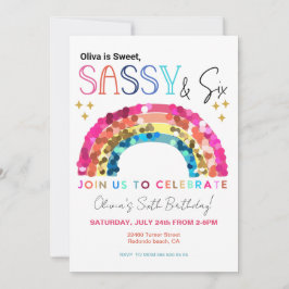 Verjaardagsfeestje Sweet Sassy en zes Regenboog ma Kaart