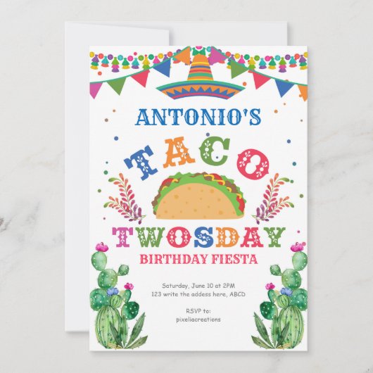 Verjaardagsfeestje, Taco Twosday, Jongen 2e verjaa Kaart (Voorkant)