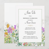 Verjaardagsfeestje tante wilde bloemen groen kaart (Voorkant / Achterkant)