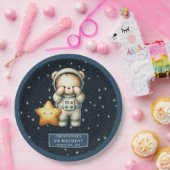 Verjaardagsfeestje Teddy Bear Astronaut Gepersonal Papieren Bordje (Feest)