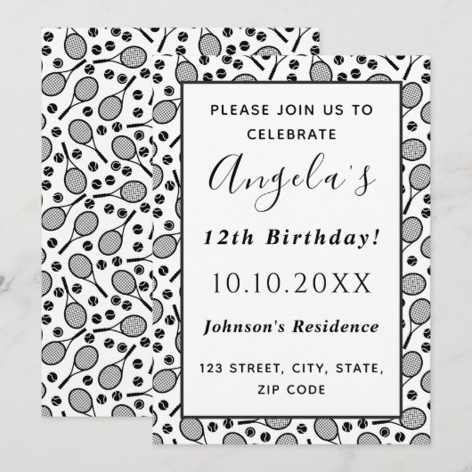 Verjaardagsfeestje tennisspeler Rackets & ballen p Kaart (Voorkant / Achterkant)