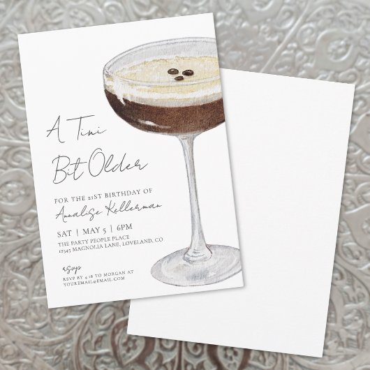 Verjaardagsfeestje Tini Bit Older Espresso Martini Kaart