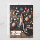 Verjaardagsfeestje To The Moon Kaart (Voorkant)