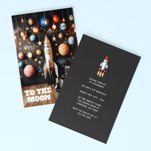 Verjaardagsfeestje To The Moon Kaart
