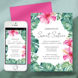 Verjaardagsfeestje Tropische Aloha Thema Kaart