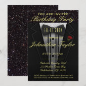 Verjaardagsfeestje | Tuxedo Uitnodiging (Voorkant / Achterkant)