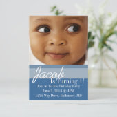 Verjaardagsfeestje uitnodigen | B-Day blauw Kaart (Staand voorkant)