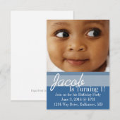 Verjaardagsfeestje uitnodigen | B-Day blauw Kaart (Voorkant / Achterkant)