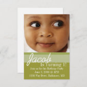 Verjaardagsfeestje uitnodigen | B-Day Olive Green Kaart (Voorkant / Achterkant)