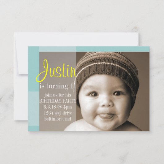 Verjaardagsfeestje uitnodigen | Een segment blauw  Kaart (Voorkant)