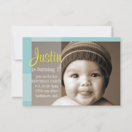 Verjaardagsfeestje uitnodigen | Een segment blauw  Kaart