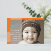 Verjaardagsfeestje uitnodigen | Een segment Oranje Kaart (Staand voorkant)