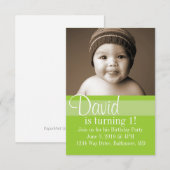 Verjaardagsfeestje uitnodigen | Kleur Lime Green Kaart (Voorkant / Achterkant)