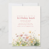 Verjaardagsfeestje uitnodigen met lentebloemen kaart (Voorkant)