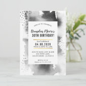 VERJAARDAGSFEESTJE UITNODIGEN Modern waterverf gri Kaart (Staand voorkant)