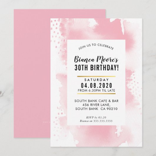 VERJAARDAGSFEESTJE UITNODIGEN Moderne waterverf bo Kaart (Voorkant / Achterkant)