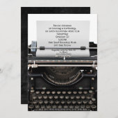 Verjaardagsfeestje uitnodigen op oude typemachine kaart (Voorkant / Achterkant)