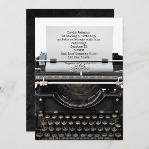 Verjaardagsfeestje uitnodigen op oude typemachine kaart
