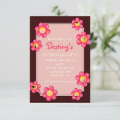 Verjaardagsfeestje uitnodigen | Schattige Bloembru Kaart (Staand voorkant)