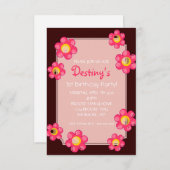 Verjaardagsfeestje uitnodigen | Schattige Bloembru Kaart (Voorkant / Achterkant)