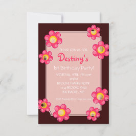 Verjaardagsfeestje uitnodigen | Schattige Bloembru Kaart