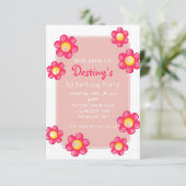 Verjaardagsfeestje uitnodigen | Schattige Bloemwit Kaart (Staand voorkant)