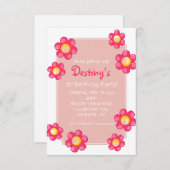 Verjaardagsfeestje uitnodigen | Schattige Bloemwit Kaart (Voorkant / Achterkant)