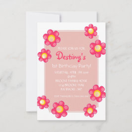 Verjaardagsfeestje uitnodigen | Schattige Bloemwit Kaart