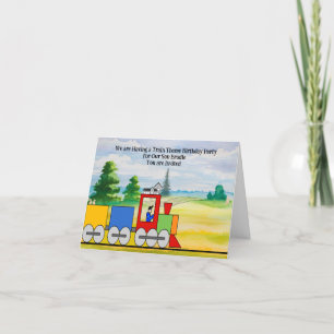 Verjaardagsfeestje Uitnodigen voor Zoon met Treint Bedankkaart